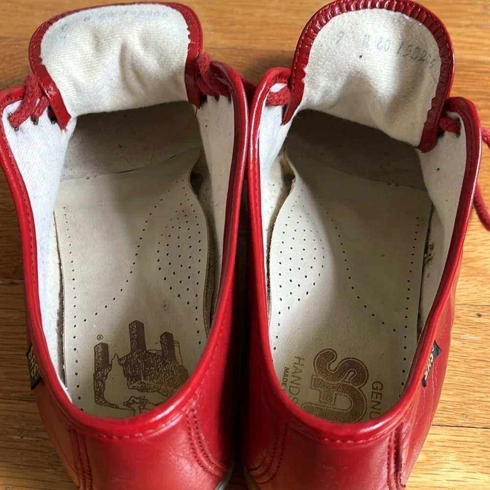 Red Granny Sneakers Made in USA Handsewn Lace Up Shoes Size 9N